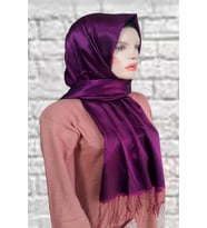 Kaşmir Çift Renk Yaldızlı Yumuşak Şal 08 (Siyah-Mürdüm)