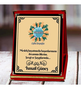 Siyasetçi Baskılı Plaket (1. Tasarım)  Kişiye Özel (Kırmızı)