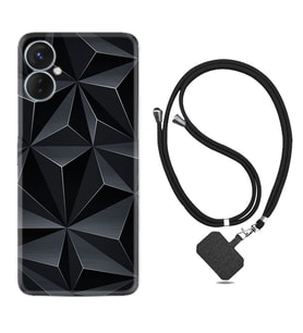 Tecno Spark 9T Kılıf Silikon Boyun Askılı İpli Desenli Silikon Prizmalar 1782