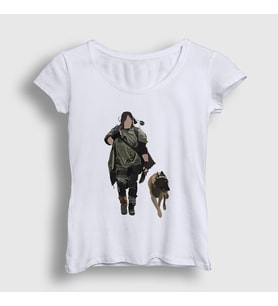 Presmono Kadın Beyaz Daryl Dixon V3 The Walking Dead T-Shirt 520899tt (Beyaz)