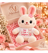 Mirellora Kişiye Özel Mesajlı Pembe Kulaklı Peluş Tavşan