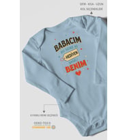 Babacım Bu Sene Ki Hediyen Geldi Benim Baskılı Bebek Zıbını – Çıtçıtlı Body  %100 Pamuk Uzun Kol (Bebek Mavisi)