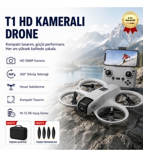 Drone Gri HD Kameralı 360° Dönüşlü taşınabilir T1 Drone