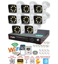 FURY 8 Kameralı 5mp Lens 1080p 2mp Color Görüntü 8 Warm Led Gece Görüş FullHd Güvenlik Kamera 5525W 500GB