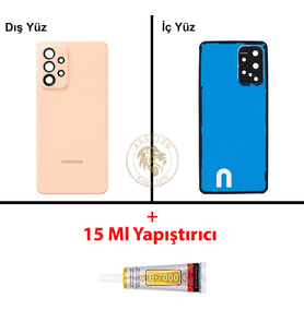 Samsung A33 Şeftali Arka Pil Kapağı Batarya Kapağı Lazer Kesim + B-7000 Yapıştırıcı