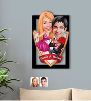 BK Gift Kişiye Özel İsimli Sevgililer Karikatürlü 3D Ahşap Tablo-9