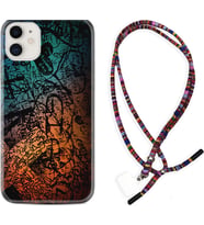 Apple iPhone 11 12 13 Mini Kılıf Boyun Asklı Rasta Silikon İşaretler Tuval 1716