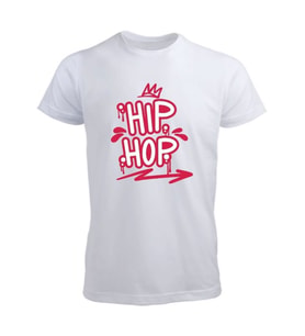 Hip Hop Tasarımlı Tişört (Düz Beyaz)