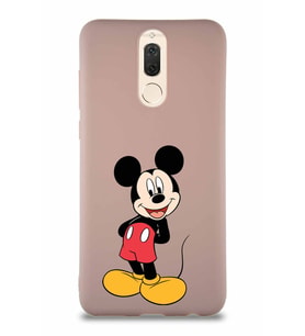 Huawei Mate 10 Lite Soft Premier Kapak Mickey Mouse-B Tasarımlı Silikon Kılıf - Pudra (Şeffaf)