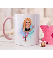 Bk Gift Kişiye Özel Kadın Koşucu Karikatürlü Pembe Kupa Bardak-2, Sevgiliye Hediye, Arkadaşa Hediye