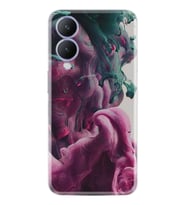 Vivo Y17S Kılıf Resimli Desenli Baskılı Silikon Pink Green Cloud 1306
