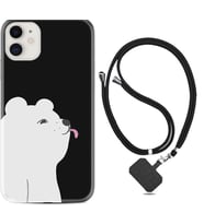 Apple iPhone 11 12 13 Mini Kılıf Boyun Askılı Silikon Panda Sevimli 1738