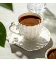Nehir Perla 6 Kişilik Porselen Kahve Fincan Takımı (Beyaz)