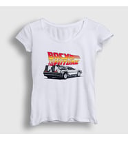 Presmono Kadın Beyaz Delorean Film Geleceğe Dönüş Back To The Future T-Shirt 243081tt