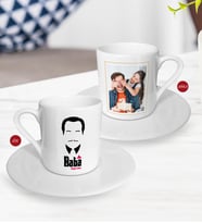 BK Gift Kişiye Özel Babalar Günü Hediyesi Fotoğraflı Türk Kahvesi Fincanı-15 (Beyaz)