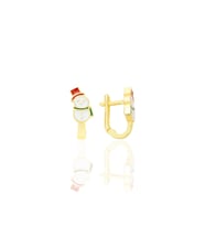 Gümüş altın yaldızlı mineli kardan adam küpe SGTL12654GOLD