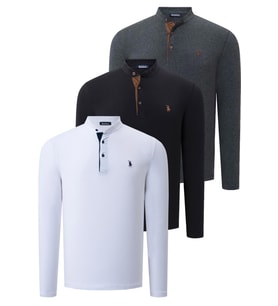 ÜÇLÜ SET V4009 DEWBERRY ERKEK SWEATSHIRT-SİYAH-BEYAZ-ANTRASİT