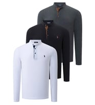 ÜÇLÜ SET V4009 DEWBERRY ERKEK SWEATSHIRT-SİYAH-BEYAZ-ANTRASİT