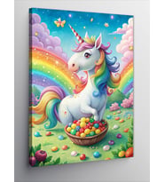 Kanvas Tablo Sevimli Unicorn Paskalya'Da