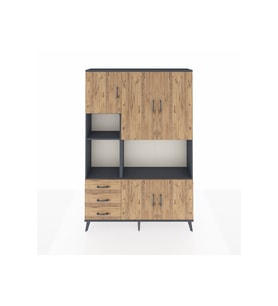 Arges Gardrop 9 Raflı 3 Çekmeceli 5 Kapaklı 132x30x195 Antrasit-Çam