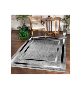Dijidekor Halı Gri K0460 Yıkanabilir Saçaklı İnce Yolluk Kilim Salon Halısı Modelleri