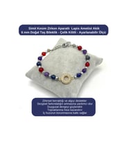SERTİFİKALI Simit Kesim Zirkon - Lapis - Ametist - Akik 6mm Doğal Taş Bileklik - Ayarlanabilir Ölçü