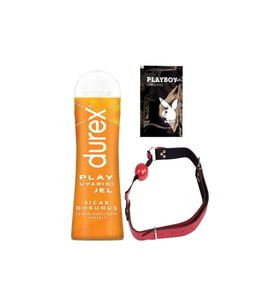 Durex Play Sıcak Dokunuş Bay Bayan Uyarıcılı Jel 100 ml + Kırmızı Deri Ağız Topu + Hediye