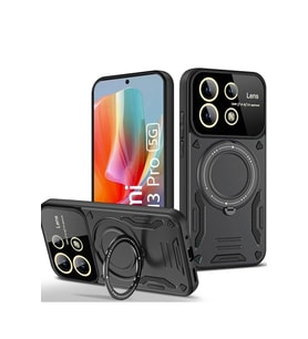 Newface Xiaomi Redmi Note 13 Pro 5G Kılıf Joy Lens Standlı Kapak - Siyah