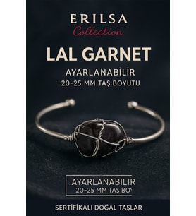 Sertifikalı Doğal Lal Garnet Taşı Gümüş Kaplama Ayarlanabilir Bileklik – Tutku ve Enerji (Çok Renkli)