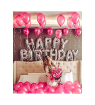 Gümüş Pembe Happy Birthday Folyo Set balon