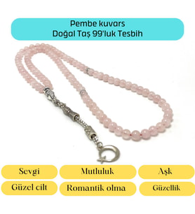Sertifikalı Pembe Kuvars 6mm 99luk Doğal Taş Tesbih