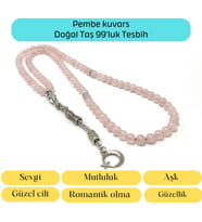 Sertifikalı Pembe Kuvars 6mm 99luk Doğal Taş Tesbih
