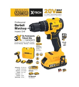 Akülü Darbeli Matkap Seti 20 Volt 2 Amper