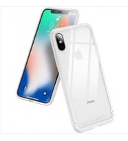 iPhone XR 6.1 Baseus Kenarları Silikon Cam Kılıf (Beyaz)