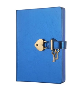 VICTORIA'S JOURNALS 4402 13x18cm 80gr.160YP. HUSH-HUSH KUTULU KİLİTLİ ÇİZGİSİZ DEFTER METALİK MAVİ