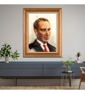 Altın Varaklı Paspartulu Çerçeveli Tablo rv528