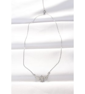 Northcity 316L Çelik Silver Renk Zirkon Taşlı Kalpli Kanat Kolye 5886