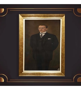 Altın Varaklı Çerçeveli Paspartulu Atatürk Tablo nl02A238 (Gold)