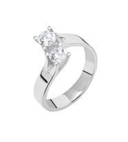 Starlight Diamond Pırlanta Montür Asimetrik 925 Ayar Gümüş Bayan Çifttaş Yüzük
