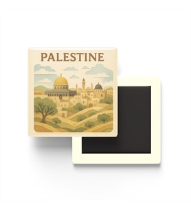 Filistin - Palestine - Paper Cut Art - Baskılı Buzdolap Magneti Kare - 9x9 cm