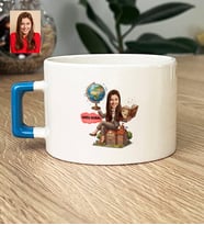 Kişiye Özel Karikatürlü Kadın Öğretmen Lüks Fincan Öğretmenler Günü Hediyesi