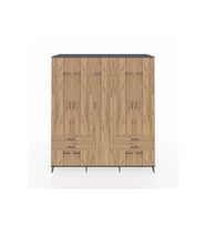 Kronos Dolap 12 Raflı 4 Çekmeceli 2 Askılı 220x59x243 Antrasit-Çam/Çam