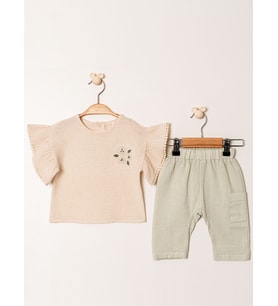 KD53403 – Şile Bezi Nakışlı Bluz & Pantolon Takım (6-36 Ay)