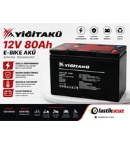 YİĞİT AKÜ 12 Volt 80 Amper (80Ah) Elekrikli Bisiklet Aküsü 2026 ÜRETİM Jel Akü EBATLAR: 224X120X181mm