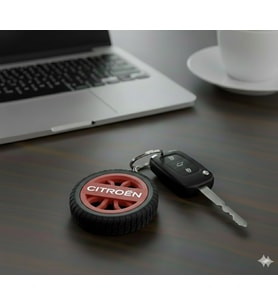 Citroen Uyumlu Özel Tasarım Araba Anahtarlığı - Premium Hafif ve Dayanıklı Anahtarlık (Kırmızı)