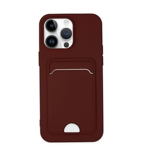 iPhone 14 Pro Kılıf Kelvin Kartvizitli Silikon - Bordo