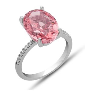 Gümüş Ice Cut Oval Pembe Zirkon Taşlı Kadın Yüzük