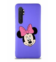 Xiaomi Mi Note 10 Lite Soft Premier Kapak Minnie Mouse-C Tasarımlı Silikon Kılıf - Mor (Şeffaf)