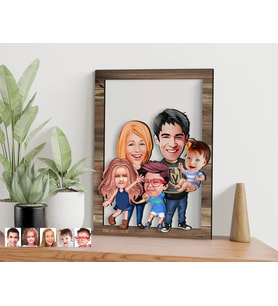 BK Gift Kişiye Özel Aile Karikatürlü 3D Ahşap Tablo, Sevgiliye Hediye, Arkadaşa Hediye, Yıl Dönümü Hediyesi, Doğum Günü Hediyesi-6