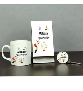 Mübaşir Üçlü Set (Kupa + Telefon Standı + Anahtarlık)